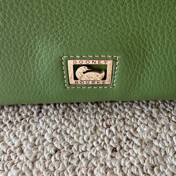 Dooney & Bourke Pebble Leather Satchel Tote in Sage Green โ Classic Preppy - Picture 2 of 14